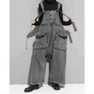 Marigold Trendy Gray Denim Overalls Sz 2XL